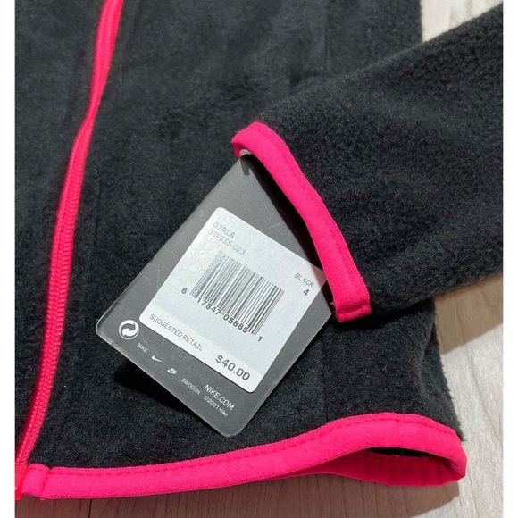 Nike 4 XS NWT black pink fleece zip up jacket coat - Picture 2 of 4